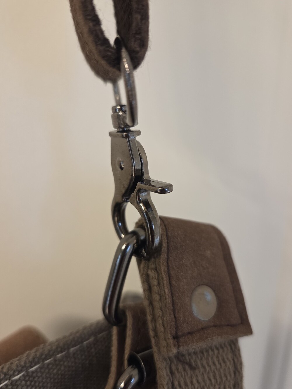 Canvas Patchwork Tote Bag - Brown/Gray - Picture 5 of 9